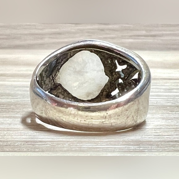 Vintage Badavici H.K. Sterling Silver Rainbow Moonstone Cabochon Ring, Size 7 - Picture 4 of 12